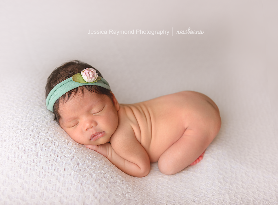san diego baby photography newborn baby photographer baby girl on beanbag 