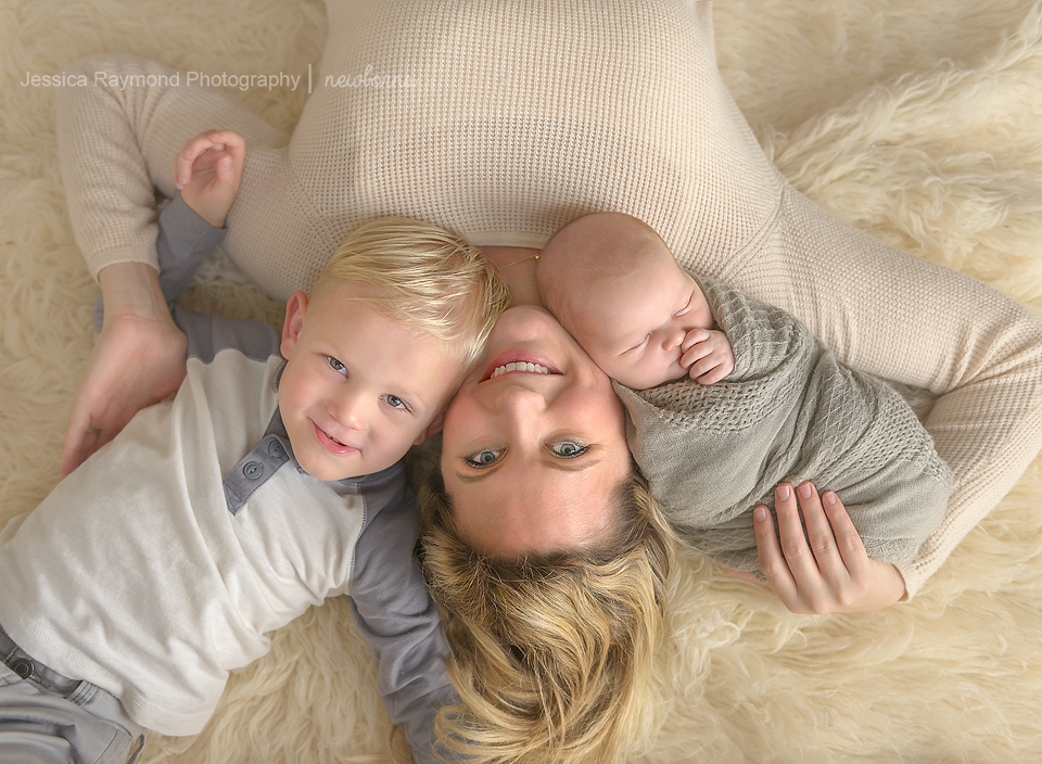 Newborn Photographer in San Diego newborn photography mom with boys pose